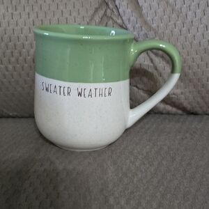 Sweater Weather Green and Cream Mug